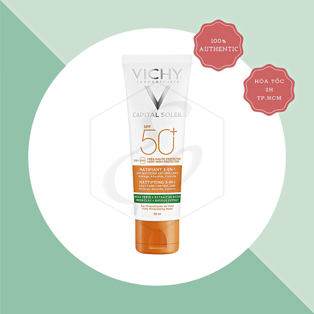 Kem Chống Nắng Da Dầu Mụn Vichy Capital Soleil Mattifying 3-in-1 SPF 50+ UVB + UVA - 50ml